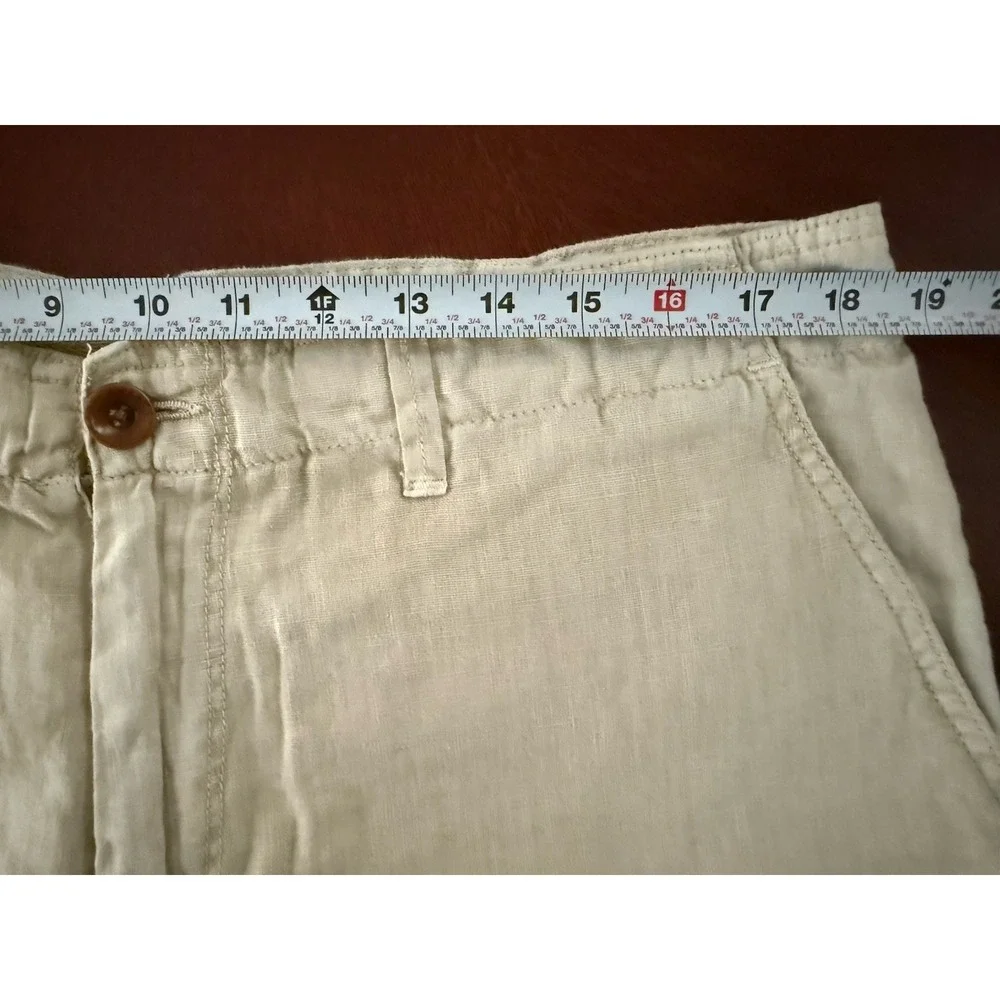 TRUE‎ GRIT Island Linen Cargo Shorts Mens 36 Off White Beach Coastal Lightweight